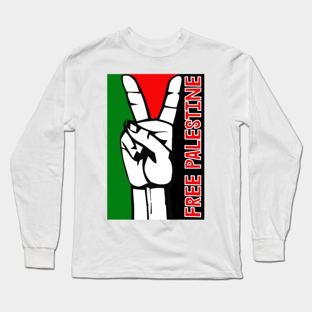 Free Palestine Peace Sign Long Sleeve T-Shirt by Tainted